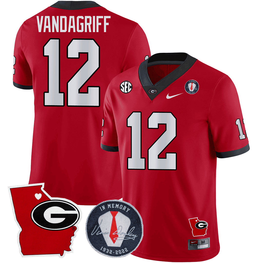 GB 2024 Vince Dooley Patch & Georgia State Map Jersey