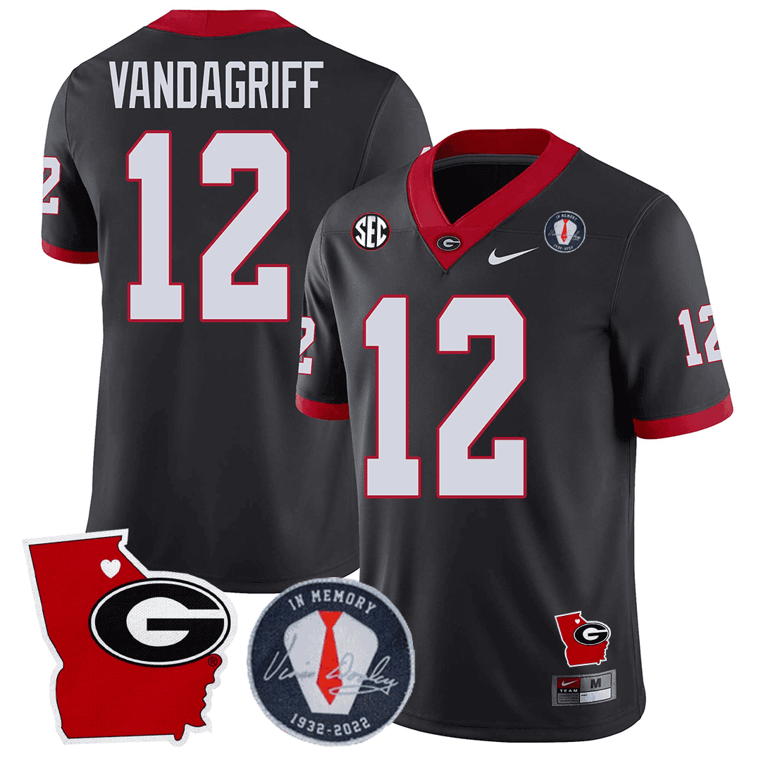 GB 2023 Vince Dooley Patch & Georgia State Map Jersey