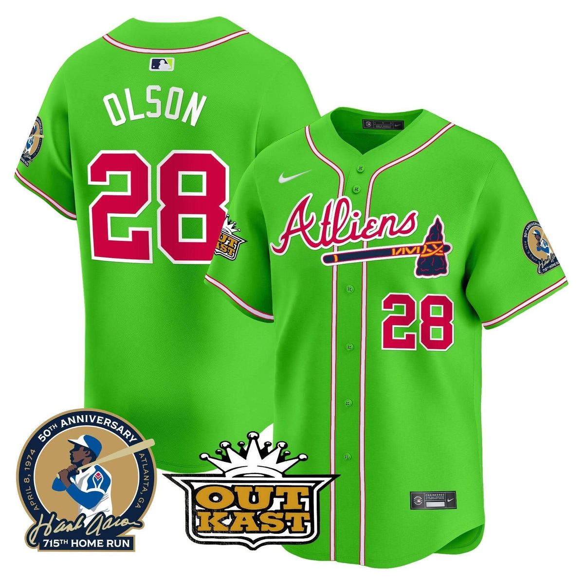 AB Atliens & Hank Aaron Patch Vapor Premier Limited Jersey - Stitched
