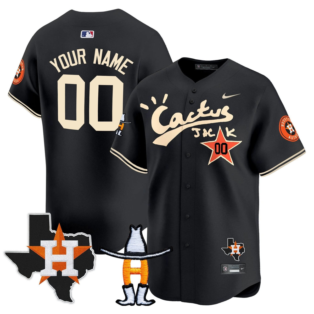 HA Cactus Jack Houston Rodeo Patch Vapor Premier Limited Custom Jersey - Stitched